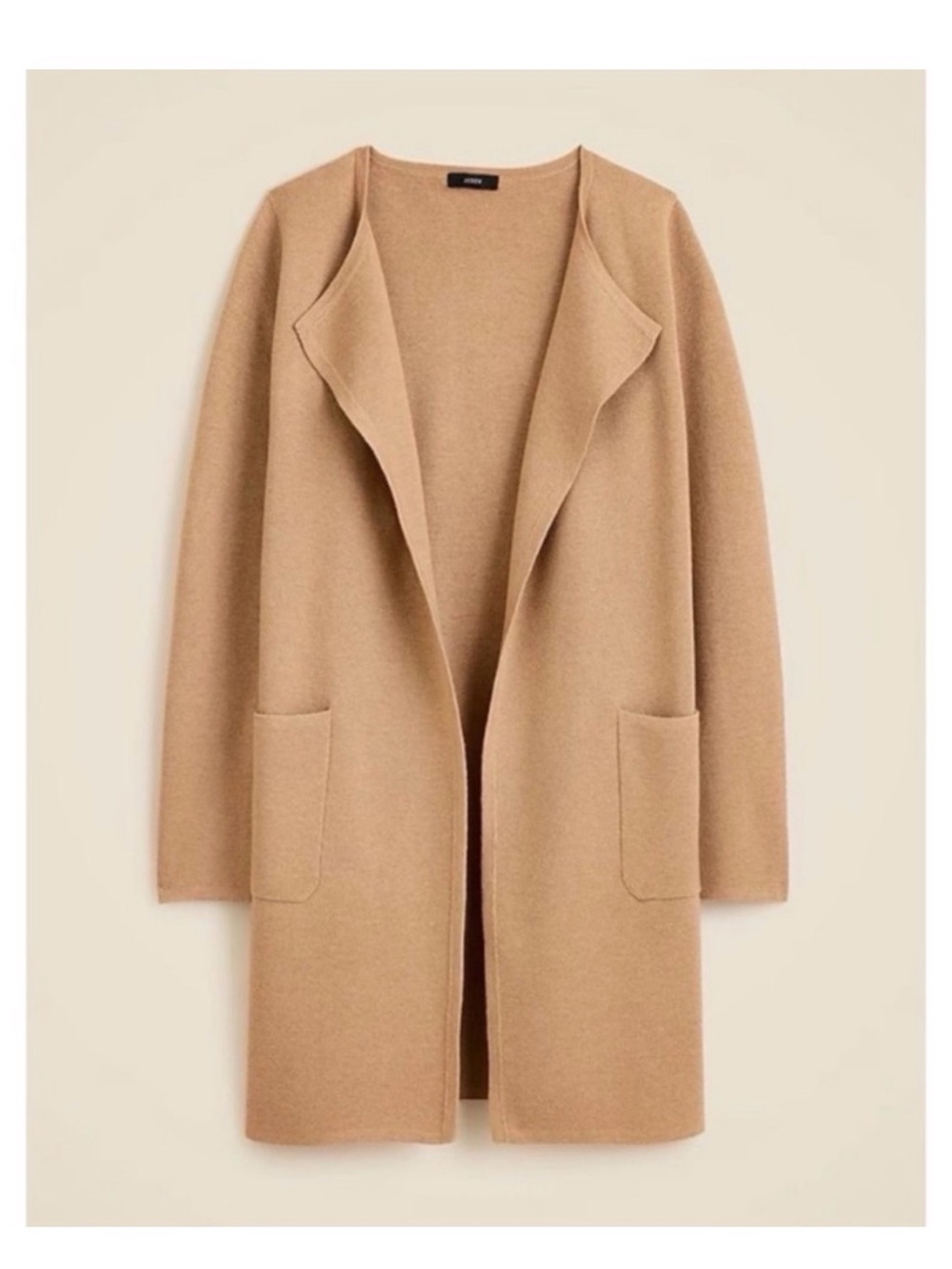 J.Crew Juliette Collarless Sweater Blazer Long Cardigan in Camel - Picture 2 of 7